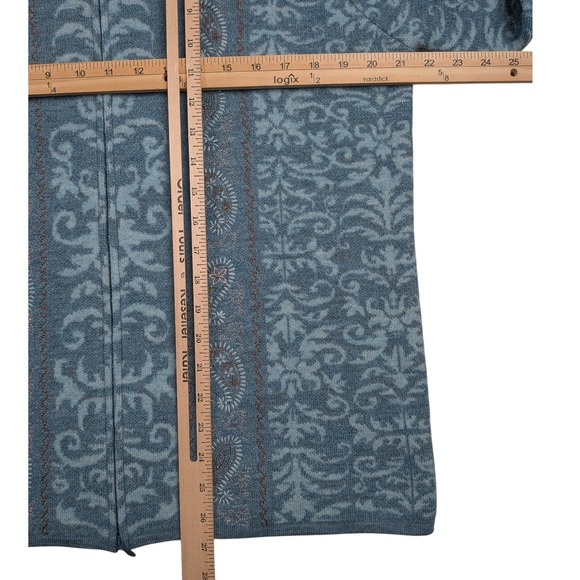 Pendleton Virgin Wool Full Zip Cardigan Sweater Women Large Teal Granny Paisley - Picture 6 of 8